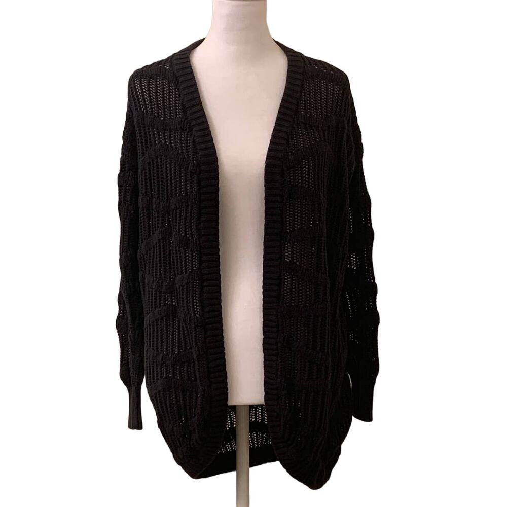 Forever 21 Exclusive Women's Black Crochet Long Sleeve Cardigan Sweater, Size M